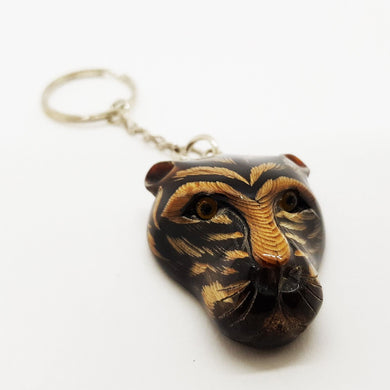 TIGER v3 Keyring really Buffalo's Horn Carve Figurine Keychain Talisman chic art