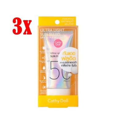 3x Sun Protection Utra Light Fluid SPF50 PA++++ sunblock for face UVA & UVB 40ml