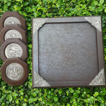 Load image into Gallery viewer, Thai Elephant Coasters Set Drink Craft Tea Coffee Teak Wood Serving Tray Wooden