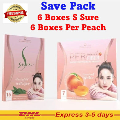S-Sure + Per Peach Fiber Fast Slimming Weight Control Burn Block DHL (6+6)
