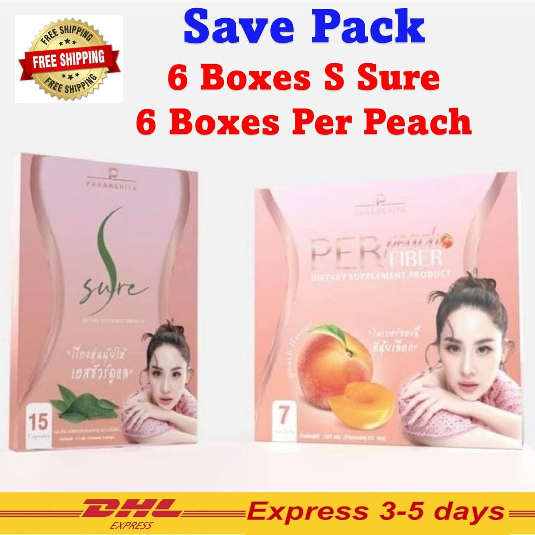S-Sure + Per Peach Fiber Fast Slimming Weight Control Burn Block DHL (6+6)