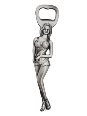 Bottle BEER Opener Girl Figure Collectible Beer Drink Sexy Style Showgirl Silver