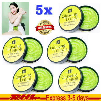 5x Ginseng Lemon Herbal Scrub The Queen Bright Remove Old Skin Tanaka Turmeric