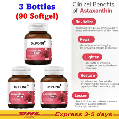 3x New Arrival Dr.Pong Astaxanthin 6mg AstaREAL Japan Anti-Aging Supplement