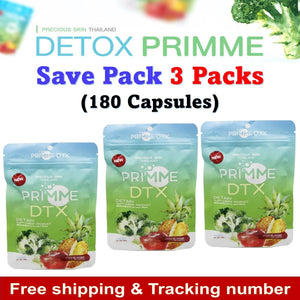 3x Detox Primme Precious Skin High Fiber DTX Slim All Natural Extract 180 Caps
