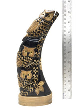 Load image into Gallery viewer, Owl Sculpture Water Buffalo Horn Carved 9&quot; Feng Shui Decor Collectible Gift 2