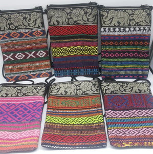 100Pcs Thai Elephant Fabric Bag Shoulder Cross body Wallet Purse Zip Wholesale