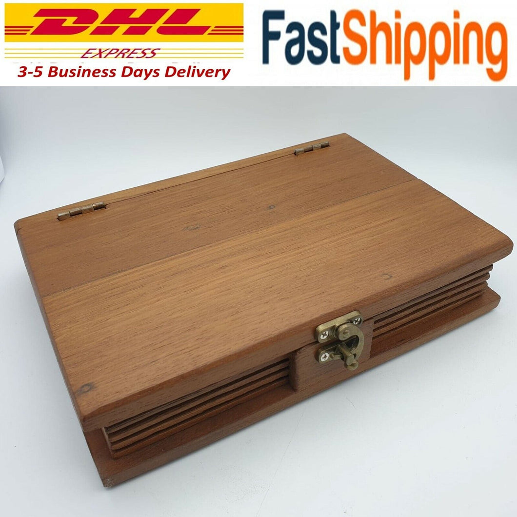 Box Teak Wood Wooden Vintage Storage Craft Trinket Handmade Thai Book Shaped