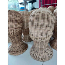 Load image into Gallery viewer, 2pcs Vintage Mannequin Wicker Head Wig Holder Natural Rattan Hat Display Stand