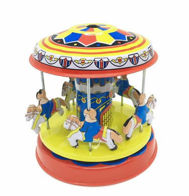 Merry-go-round Carousel Tin Toy Vintage Collectible Clockwork Tin Toy Decor Gift