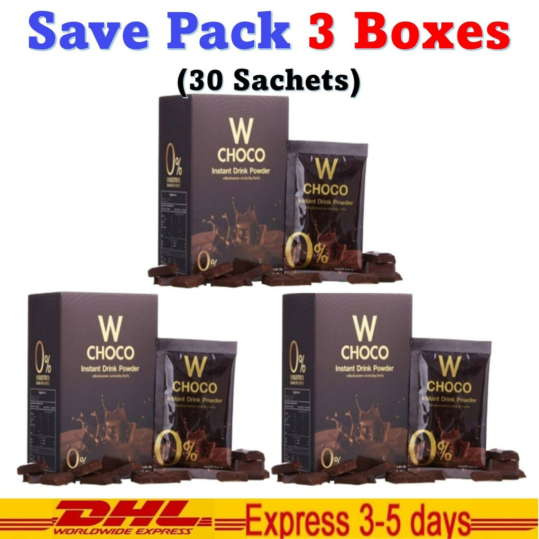 3x CHOCO Wink White Instant Drink Weight Control Chocolate Slim Fiber 0% Fat