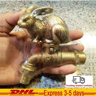 Brass Garden Faucet Tap Water Rabbit Kitchen Handle Spigot Outdoor Yard Vintage
