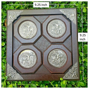 Thai Elephant Coasters Set Drink Craft Tea Coffee Teak Wood Serving Tray Wooden