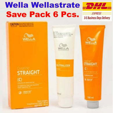 6x WELLA WELLASTRATE Permanent Straight System Hair Straightening Cream # MILD