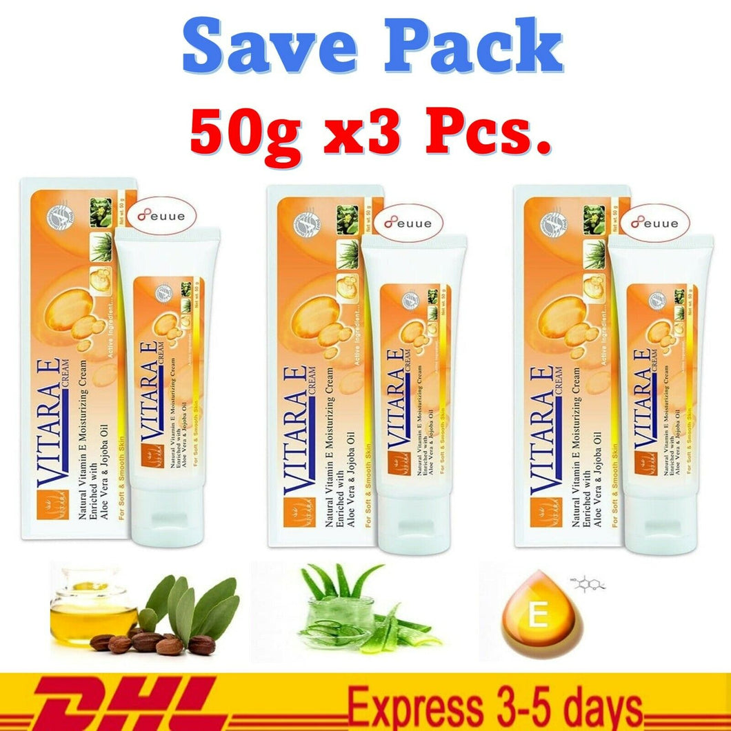 3x Vitara-E Pure Natural Vitamin E Face Cream Reduce Scars Wrinkles Acne 50g