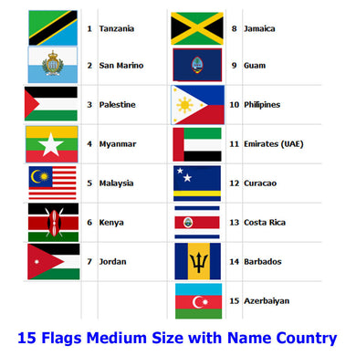 15 Country Medium Size with Name National Flag Iron Patch Embroidery Backpack