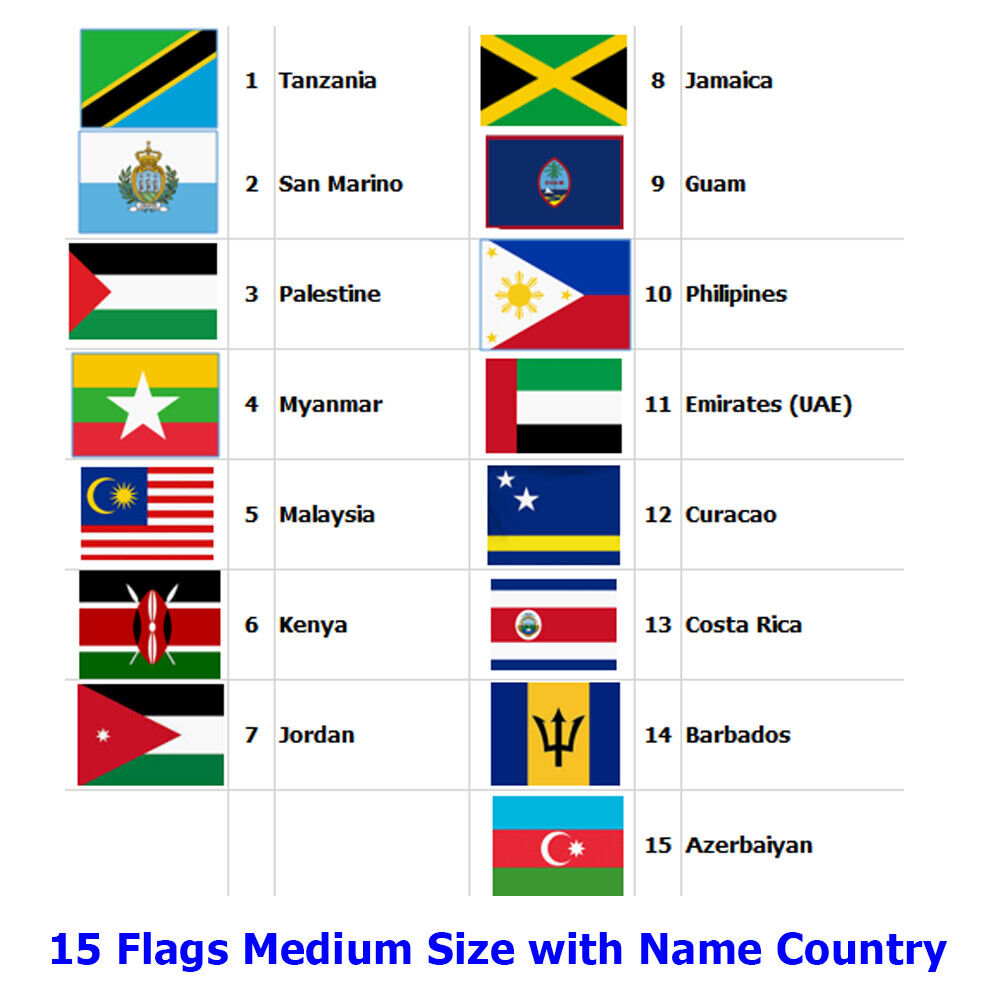 15 Country Medium Size with Name National Flag Iron Patch Embroidery Backpack