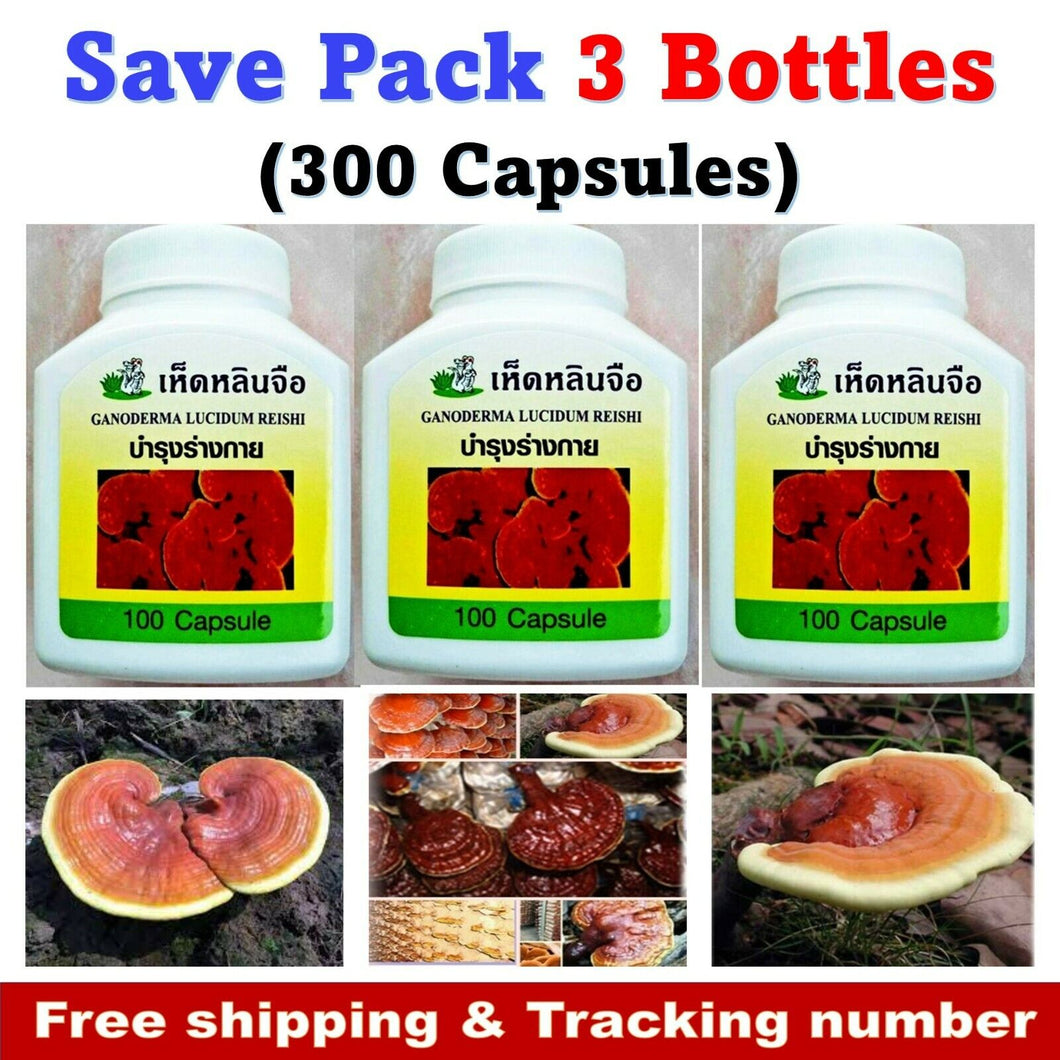 3x Reishi Lingzhi Mushroom Capsules Ganoderma Lucidum BOONYING Herb Herbal