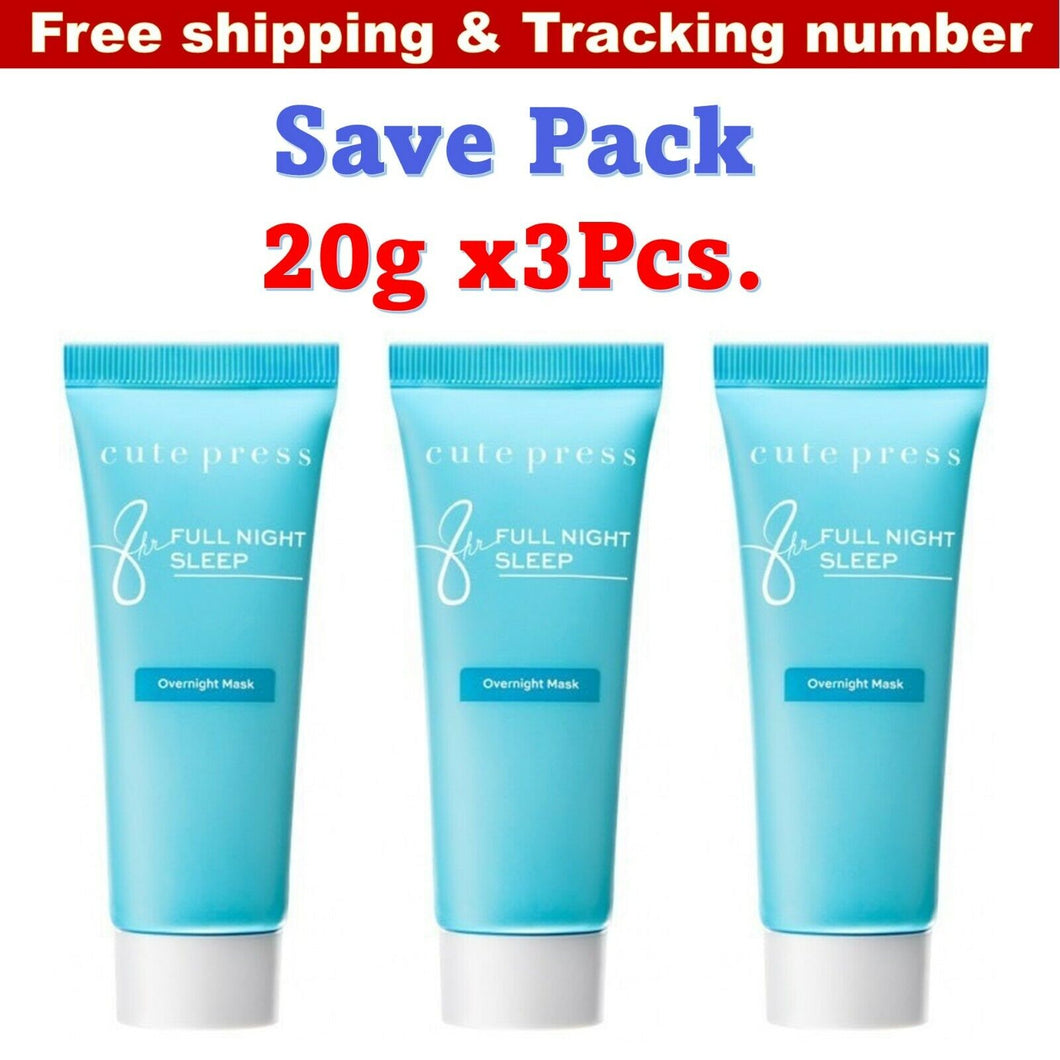 3x Cute Press Sleeping Mask 8 Hour Full Night Overnight Moisture Bouncy Skin 20g