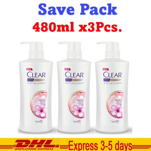 3x Clear Sakura Fresh Anti Dandruff Scalp Care Nourishing Shampoo Nutrium 480ml