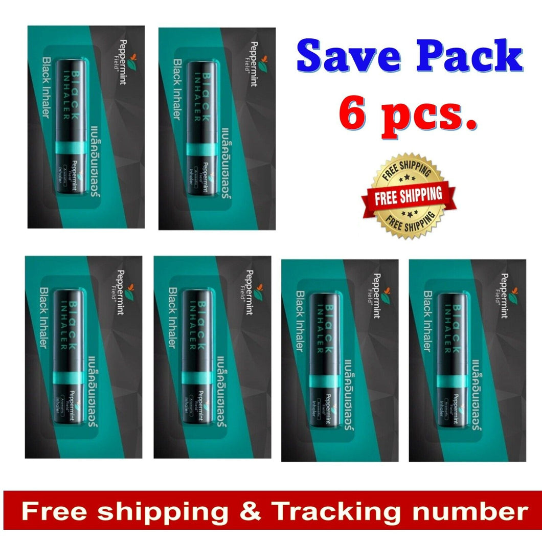 6x Peppermint Field Black Inhaler Nasal Congestion Eucalyptus Strong Relieve