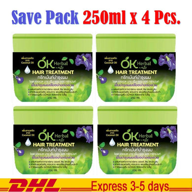 4x OK Herbal Hair Treatment Natural Extracts Restore Dry Damaged Hair 250ml