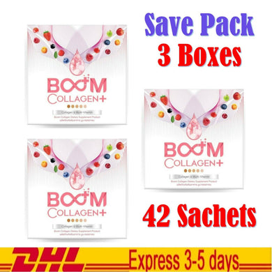 3 Boxes BOOM Collagen Anti-Aging Bright Drink Skin Premium Beautiful Skin Sachet