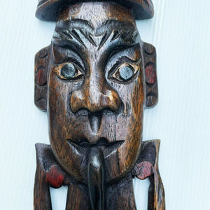 Tribal Face Mask Tiki Bar Smoking Cigar Pipe Wall Hand Carve Paint Wood Wooden