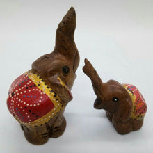 Load image into Gallery viewer, Elephant Mom &amp; Baby Ver.1 Wood Carved Doll Figurine Animal Collectibles Decor
