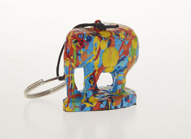 Elephant Keyring Wood Carved Miniature Handmade Fancy Key Chain Collectible Gift