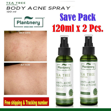 2x PLANTNERY TEA TREE Body Acne Spray Reducing Acne Back & Body Organic 120ml.