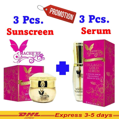 3Set Mache're Collagen Gold Serum - Sunscreen Facial Care Radiant SPF50 PA+++