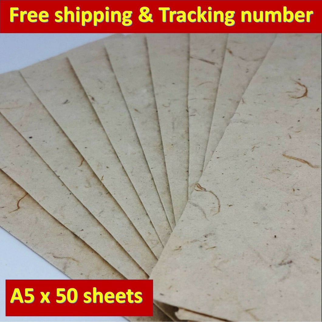 Mulberry Paper Sheet Handmade Natural Cream Invitation Card Art Craft (50PcsxA5)