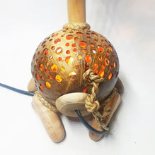 Load image into Gallery viewer, Vintage Table Lamp Shade Deer Coconut Shell Handmade Design Safari Night Light