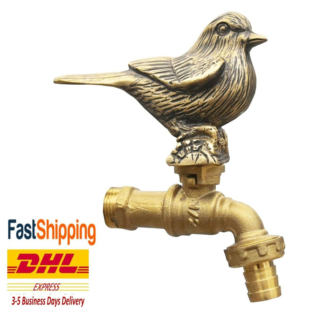 Brass Garden Faucet Tap Water Bird Kitchen Handle Spigot Outdoor Yard Vintage