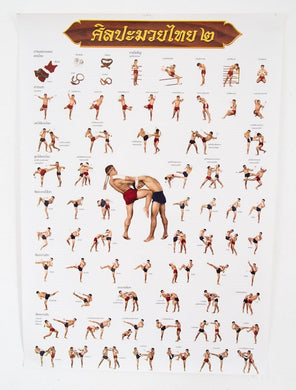 Thai Kick Boxing Training Poster Martial Art Muay Thai Teaching Chart Techniques