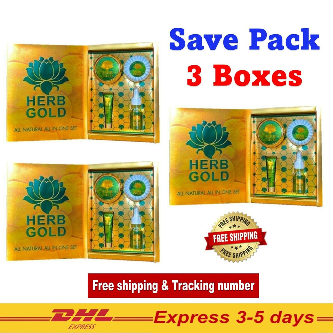 3 Set Herb Gold Set Lotus Extract Skin Care Tighten Pores