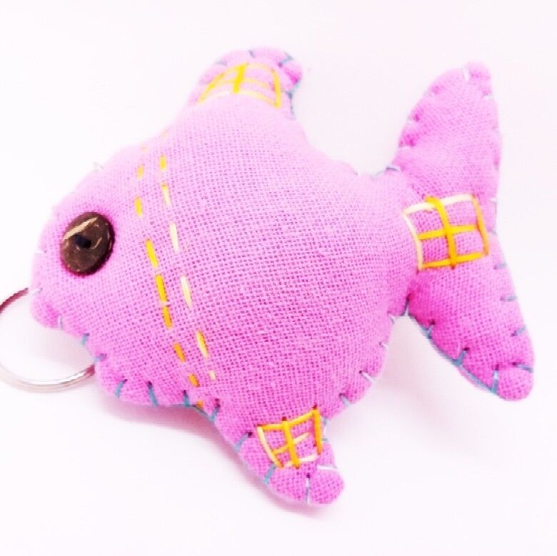 Keyring Fish V.7 Hand Sewing Doll Charm Cute Keychain Animal Lover Vintage Gift