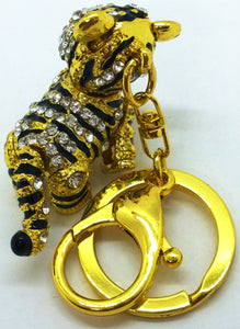 Diamond Tiger Pendant gold Keychain Backpack Accessory Animal Keyring Cute Gift