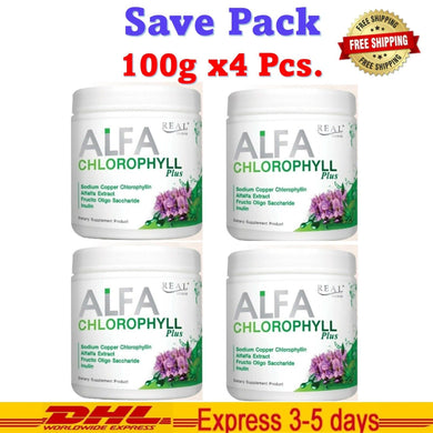 4 X Real Elixir Alfa Chlorophyll Plus 100% Natural Fiber Detox Rich Vitamins