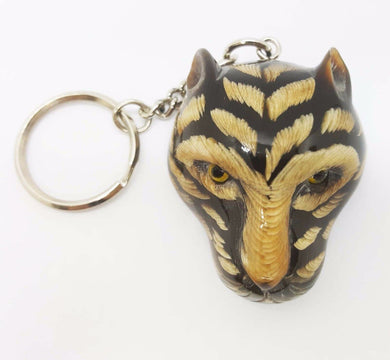 TIGER Keyring Water Buffalo's Horn Carve Figurine Keychain Lucky Talisman (B)