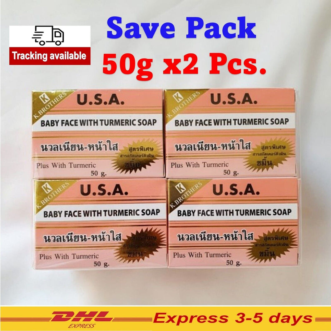 12x K. Brothers Baby Face with Turmeric Whitenning Soap Radiant Skin Body 50g