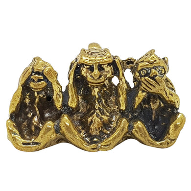 3 Monkey Amulet Thai statue Spirit Brass Figurine Magic Rare Power Lucky Charm