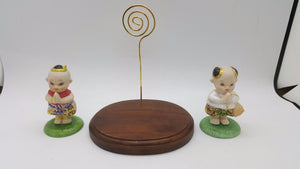 Twin Little Boy & Girl Resin Hand Paint Gold THAI Cute Animal Figure Decor Craft