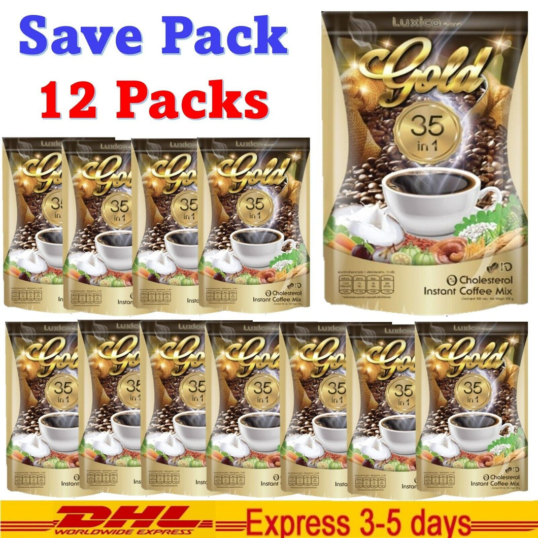 12x Luxica Instant Coffee Mix Herbs Healthy No Sugar Fat Cholesterol 35 in 1