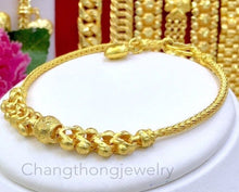 Load image into Gallery viewer, 1 Bath Necklace 18&quot;/Bracelet 7&quot; 24k Thai Baht Yellow Gold GP Pepper Beads Heart