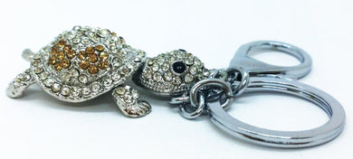 Diamond Turtle Pendant Silver Keychain Backpack Accessory Animal Keyring Gift