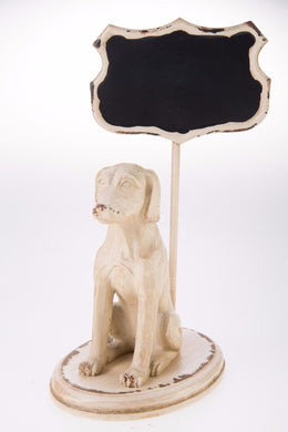 Big Dog Carved handmad Sit Down Wait with Black Sign Art Decor Collectible