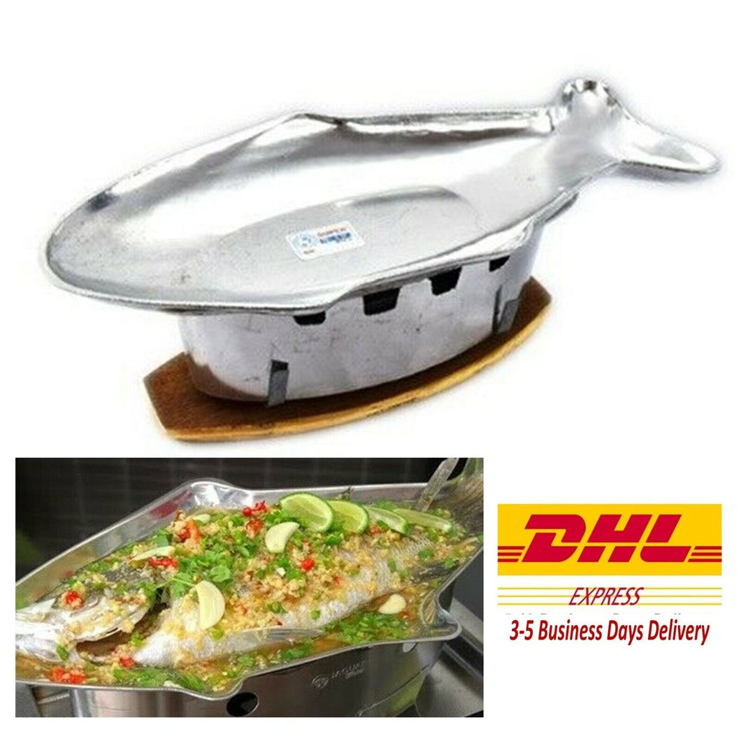 Shabu Hot Pot Fish Shape Plate Tray Stove Top Aluminum Charcoal Restaurant Thai