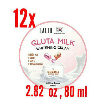 12x Gluta Milk Whitening Cream Facial Skin Care Q10 Vit C Reduce Dark Dpots 80ml